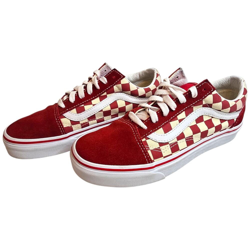 Vans Old Skool Red White Checkered Low Top Size Womens 7.5 Mens 6 Hipster Indie